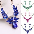 thumbnail image 5 of Ayyufe Women's Rhinestone Flower Pendant Alloy Necklace Earrings Wedding Set, 5 of 7