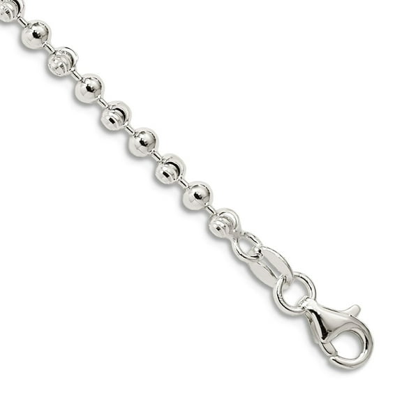 925 Sterling Silver Polished Fancy Lobster Closure 3mm Bead Anklet 10 Inch Anklet for Women