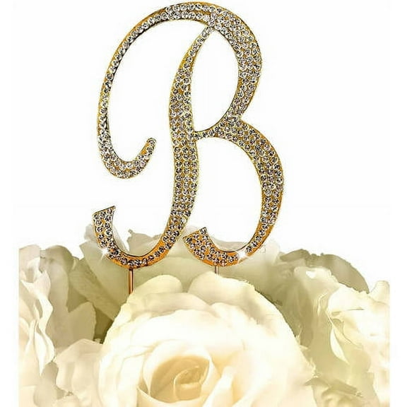 Unik Occasions Sparkling Collection Monogram Cake Topper, Gold
