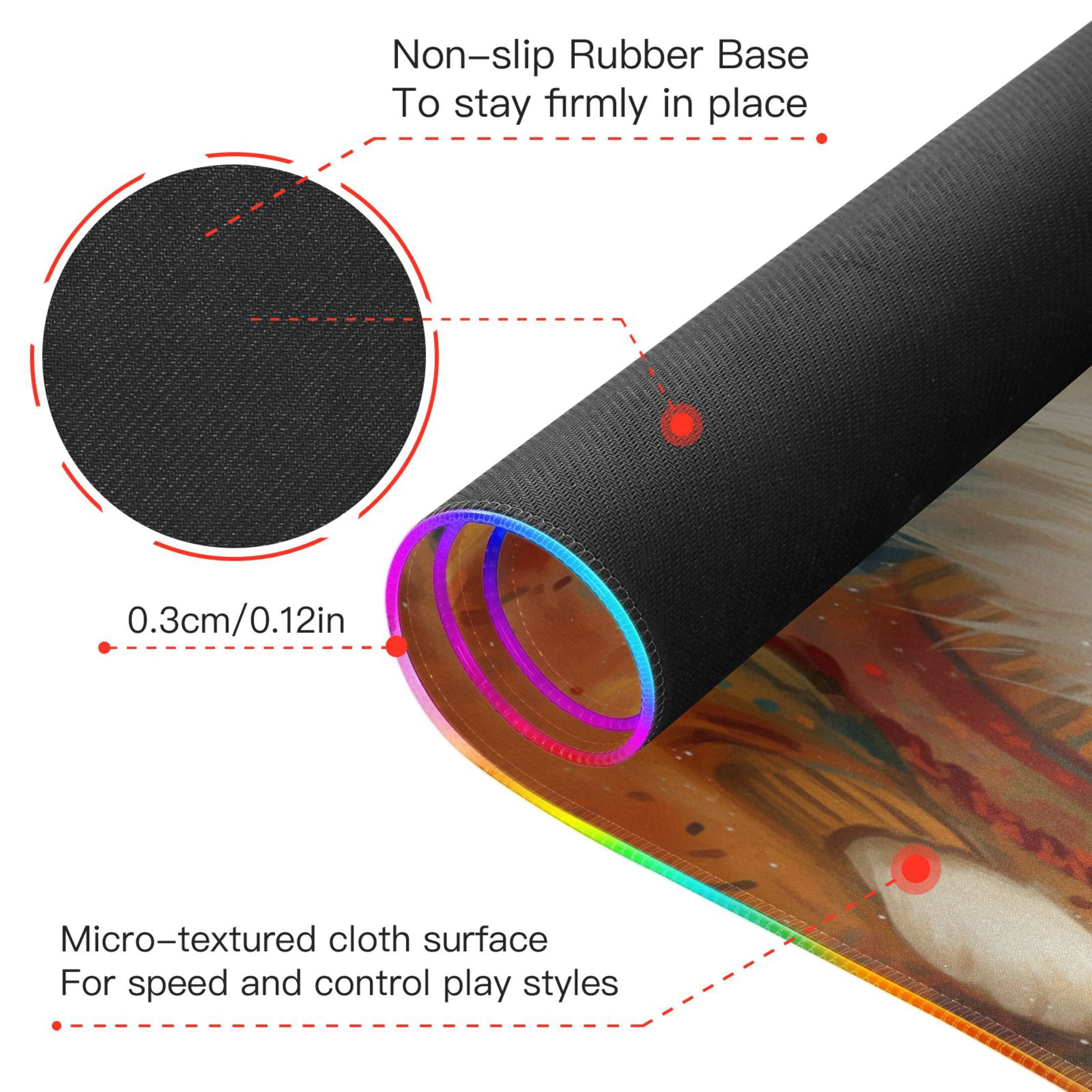 Wireless Charging Mouse Pad Large RGB Gaming Desk Mat 13 Light Modes Mousepad 31.5x11.8 Lovely Cat and Moon Star