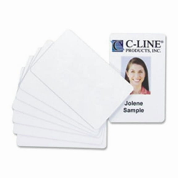C-Line CLI PVC ID Badge Cards, 3.38 in. x 2.13 in., 100-PK, White