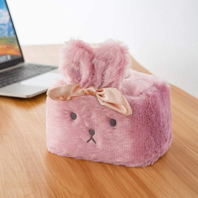 Tissue Holder Decorative, Cute Tissue Box Cover, Fluffy Plush Cover, Home décor, Office Desk Decoration, car Accessories, Bunny, Rabbit