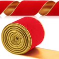 thumbnail image 1 of Cinta Yungyan Velvet Red Gold de 4 pulgadas x 35 yardas para manualidades, 1 of 6