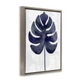 thumbnail image 3 of Stupell Industries Navy Monstera Leaf Silhouette Brown Framed Floater Canvas Wall Art design by Christie Adams, 31 x 25, 3 of 9