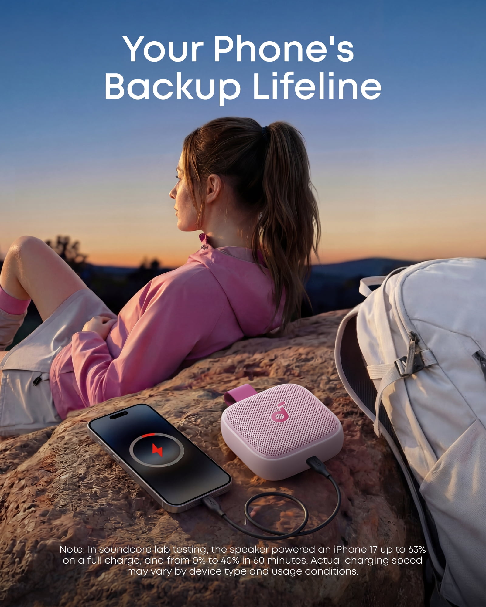 Soundcore Boom Go 3i by Anker Portable Speaker, 15W Punchy Sound, 24H Playtime, Bluetooth 6.0, BassUp 2.0, IP68, Emergency Charging for Hiking/Cycling/Camping