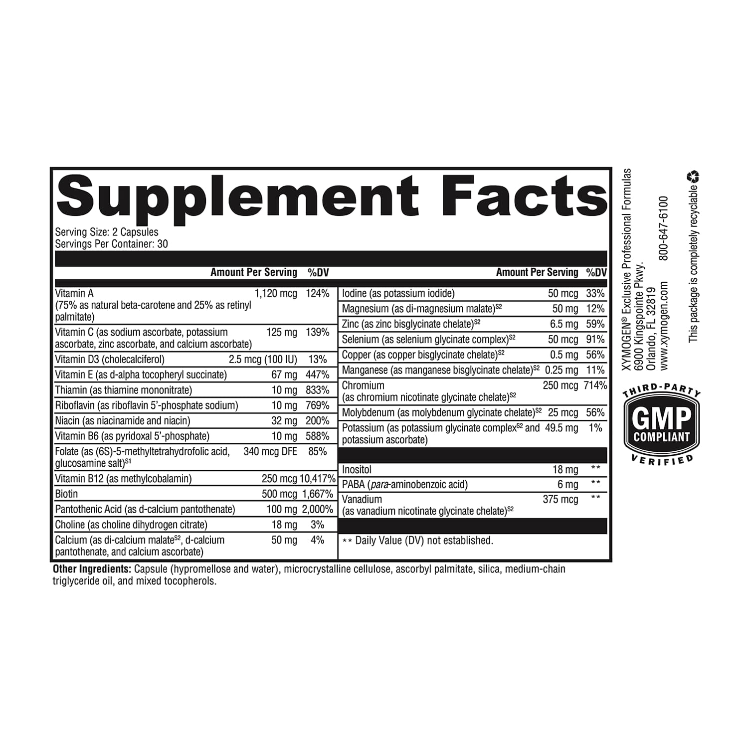 XYMOGEN ActivNutrients without Iron - No Iron Multivitamin for Wellness Support - Energy Production & Immune Support - Antioxidant Activity - Gluten-Free & Dairy-Free - 60 Count