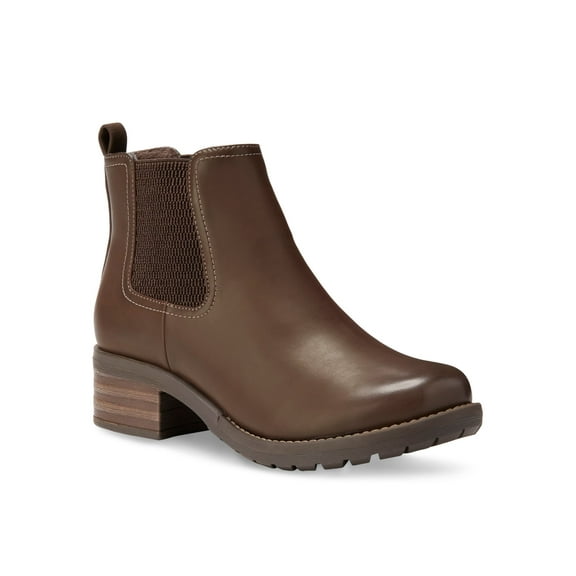 EASTLAND Womens Brown 1/2" Platform Shock Absorbent Slip Resistant Stretch Jasmine Round Toe Block Heel Booties 8 M
