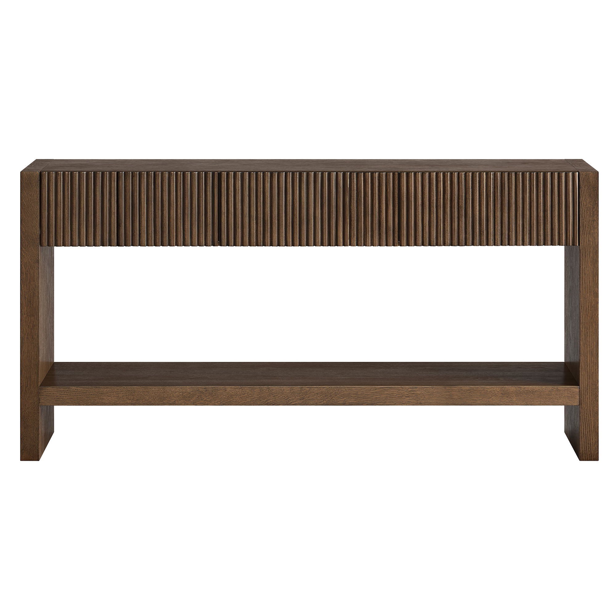 Evelyn&Zoe Modern/Contemporary 60" Wide Brown Oak Veneer Console Table