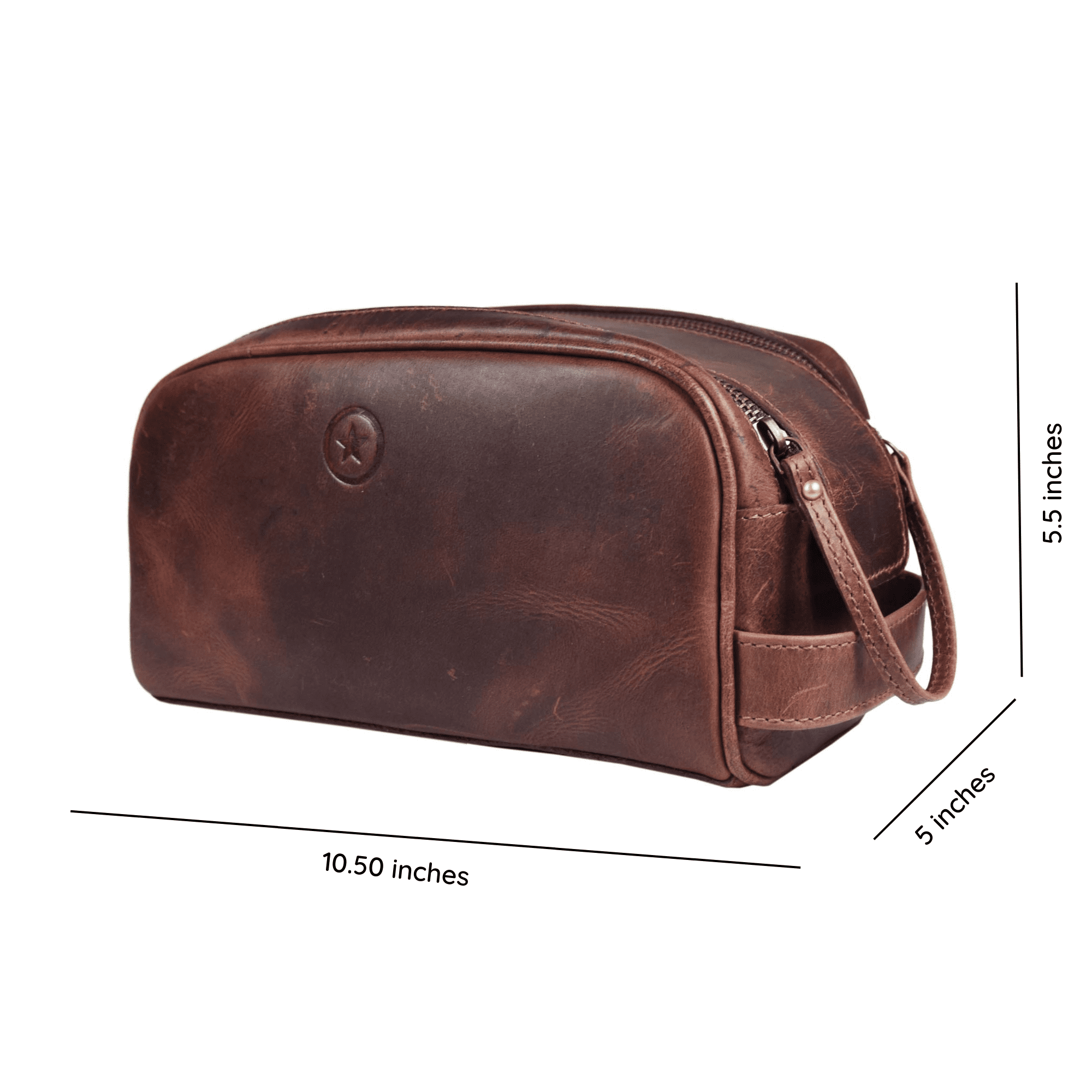 Genuine Leather 10" Toiletry Travel Pouch with water proof Lining | Handcrafted Dopp Kit By Aaron Leather Goods