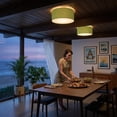 thumbnail image 3 of Stretch Flush Mount Avocado Linen Shade Satin Nickel, 3 of 3