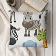 thumbnail image 3 of Throw Pillow Cover Baby Animal Jungle Safari Koala Zebra Cute Cartoon Giraffe  Pillowcase Home Decorative Square Pillow Case Cushion Cover, 3 of 5