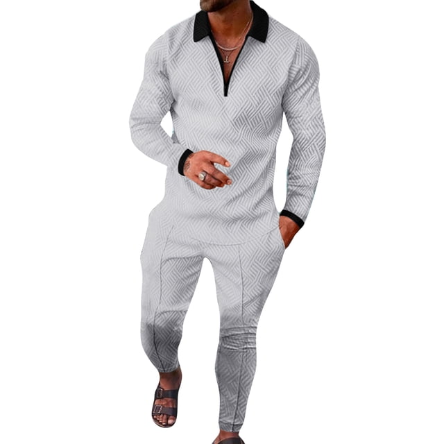 Innerwin Jogger Sets 2 Pcs Mens Tracksuit Set Sports Two Pieces Casual Sweatshirts+Pant Outfits HCXTZ-5 L