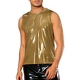 thumbnail image 4 of INSPIRE CHIC Metallic Tank Tops for Men's Holographic Sleeveless T-Shirt Disco Party Shiny Vest S Golden, 4 of 5