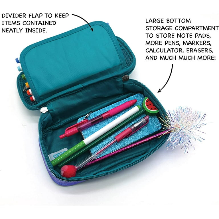 CICIMELON Large Capacity Pen Pencil Case with 4 Compartments Multi