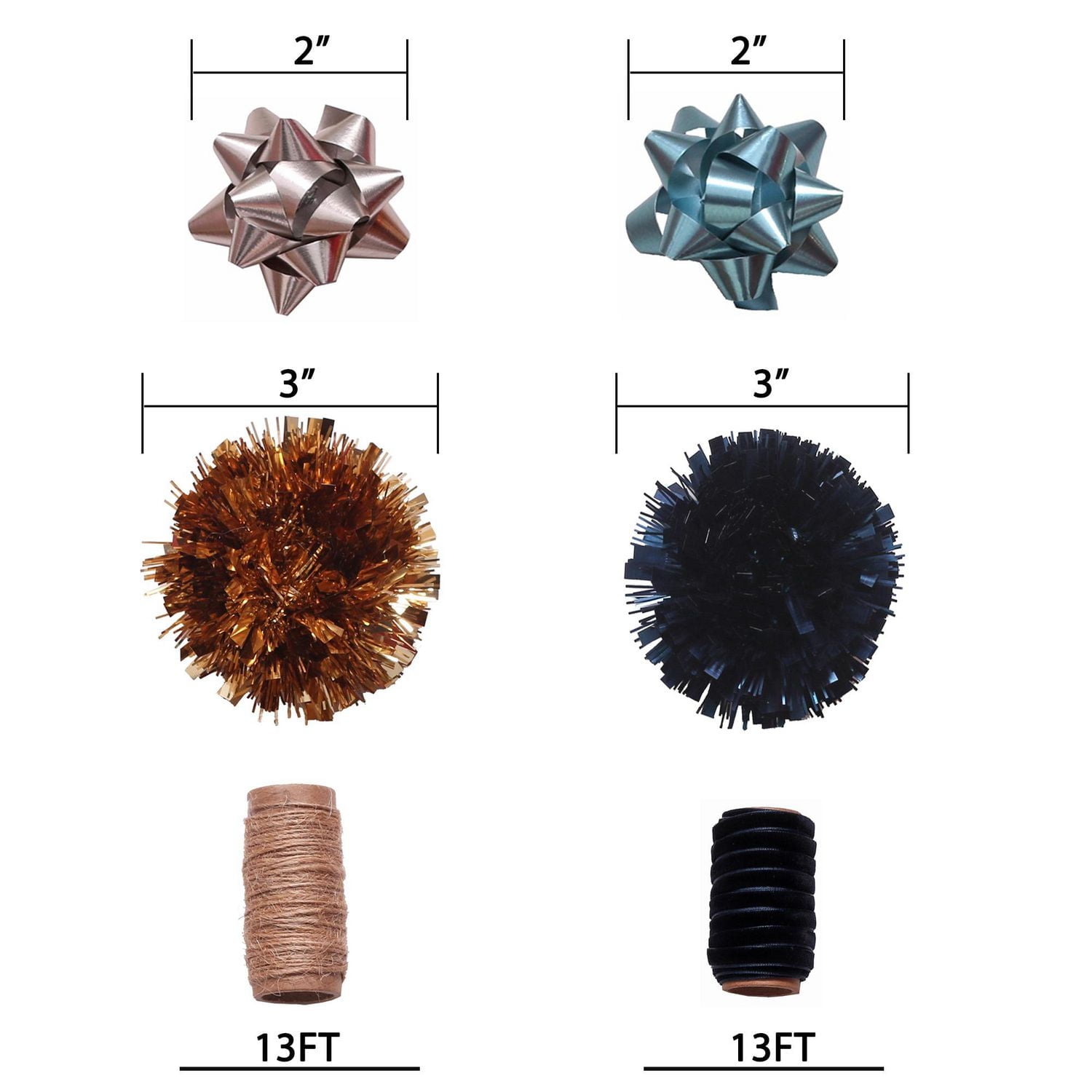 Kit d’emballage cadeau Fraiche Premium,3 rouleaux d’emballage cadeau, 4 sacs cadeaux, 16 étiquettes cadeaux, 15 arcs cadeaux, 2 bobines.