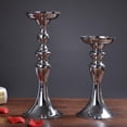 thumbnail image 4 of Enqiretly Stylish Metal Candlestick Tea Light Holder Long Stand Flower Vase Silver L 1Set, 4 of 6
