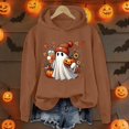 thumbnail image 2 of Yuhangmm Halloween Sweatshirts for Women Halloween Sweatshirt Letter Graphic Tee Oversized Pullovers Loose Tops with Cute Design Coffee XL, 2 of 4