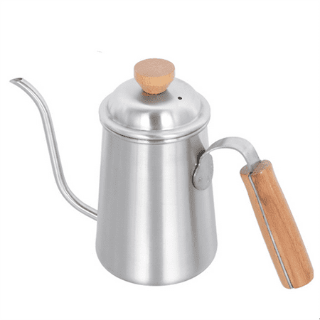 

650Ml Thickened Stainless Steel Gooseneck Spout with Wooden Handle Coffee Kettle Household Camping Tea Pot