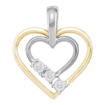 10K White Gold 0.03ctw Elegant Pave Diamond Fashion Ladies Heart Pendant