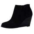 thumbnail image 5 of Womens Wedge Booties Closed Toe V Cutout Ankle Boots with Zipper Vintage Boots Stacked Wedge Heel Dressy Shoes, 5 of 5