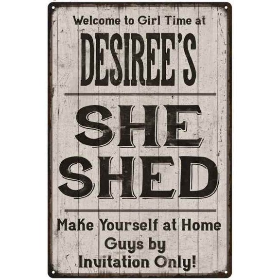 DESIREE'S She Shed Sign Lady Cave Gift 8 x 12 High Gloss Metal 208120082428