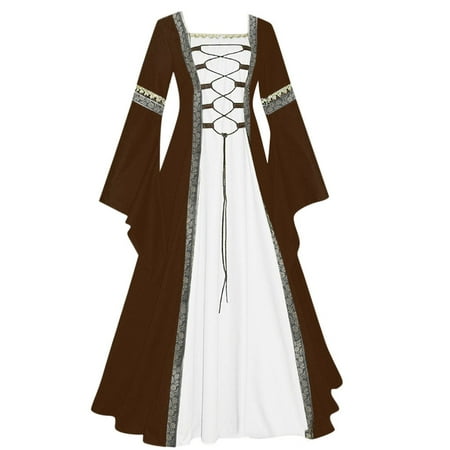 

Renaissance Dress Womens Halloween Cosplay Medieval Costumes Victorian Regency Ball Gown Fairy Cinch Corset Dresses