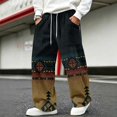 thumbnail image 2 of GrmtClth Pants for Men Bohemian Aztec Graphic Vintage Abstract Pattern High Waist Relaxed Fit Streetwear Lounge Slacks 2XL, 2 of 6