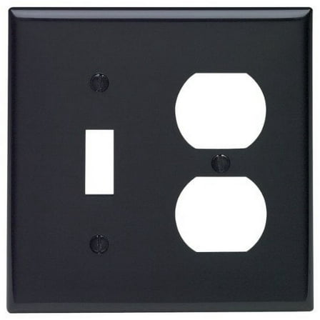 Leviton 80705-E Black Nylon Two Gang Combination Toggle Switch Duplex Receptacle Wall Plate