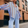 thumbnail image 3 of MORTTIC Women's Striped Button-Up Shirt – Drop Shoulder Long Sleeve, Loose Fit Casual Top, 3 of 6