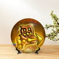 thumbnail image 3 of Lsque Geometry Dash Pattern Ceramic Decorative Plate Decorative Plates with Display Stand Personalized Porcelain Plate Ceramic Ornaments for Wall Hanging Decoration-7in, 3 of 6