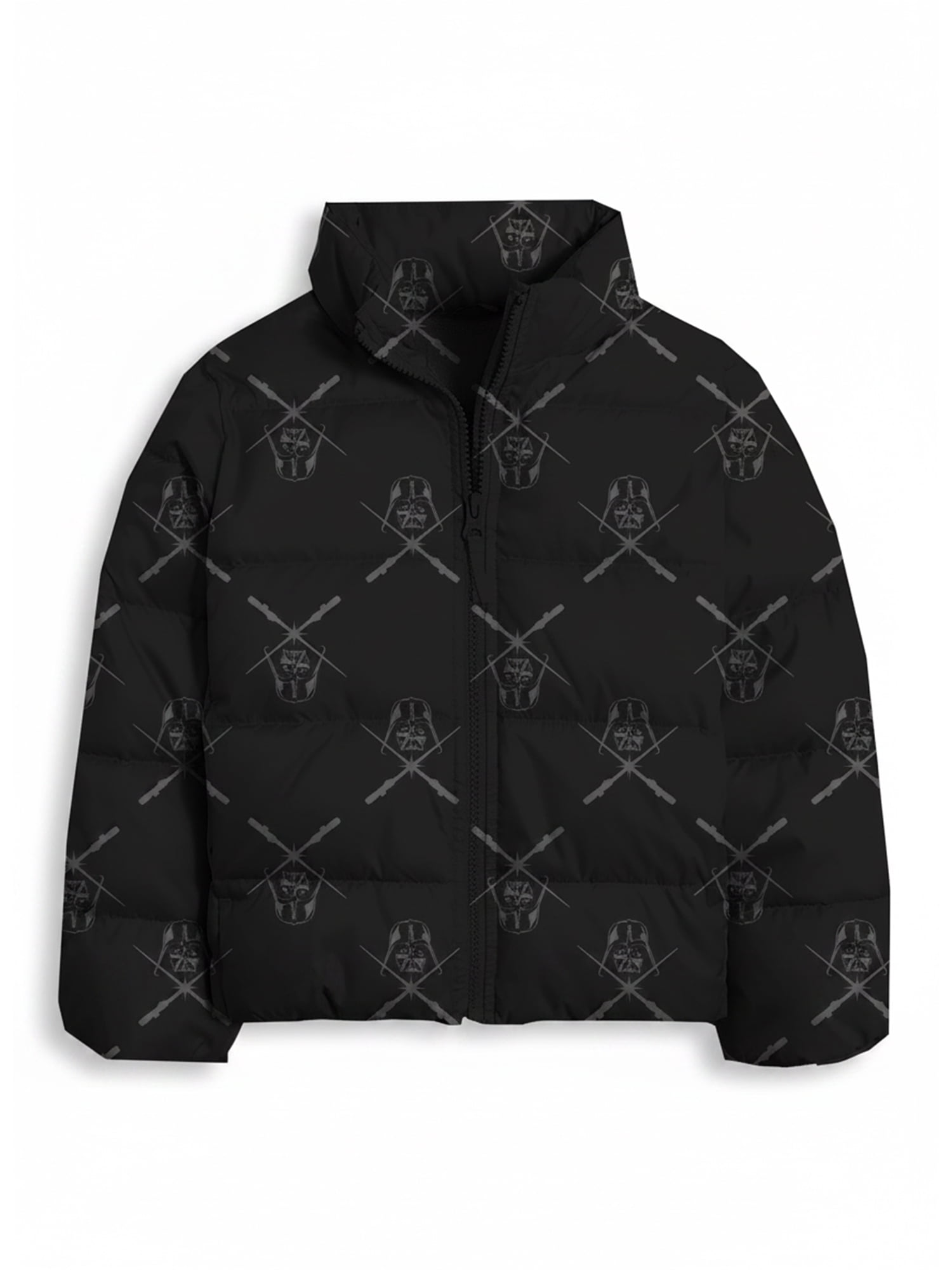 Boys’ Star Wars Darth Vader Allover Print Puffer Jacket, Black, Sizes XS–XL