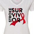 thumbnail image 4 of Inktastic Stroke Survivor- Red Ribbon Awareness Women's V-Neck T-Shirt, 4 of 5