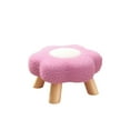 thumbnail image 2 of Flower Stool Round Wooden Seat, Soft Comfortable Lamb Fleece Footrest for Living Room Bedroom Study Use, Detachable Easy-to-Clean Cushion with Sturdy Solid Wood Frame, 2 of 6