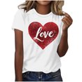 thumbnail image 2 of HaoXianJian Valentines Day Shirts Women Cute Heart Print Shirt Casual Valentines Top for Women Short Sleeve Love Letter Graphic Tees Tops Crewneck Pullover T-Shirts Size 2X 3X, 2 of 4