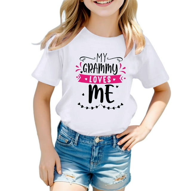 WEAIXIMIUNG Hauts pour Adolescentes Tendance T-Shirt Graphique Mignon Col Rond Manches Courtes Été Décontracté 11-12 Ans