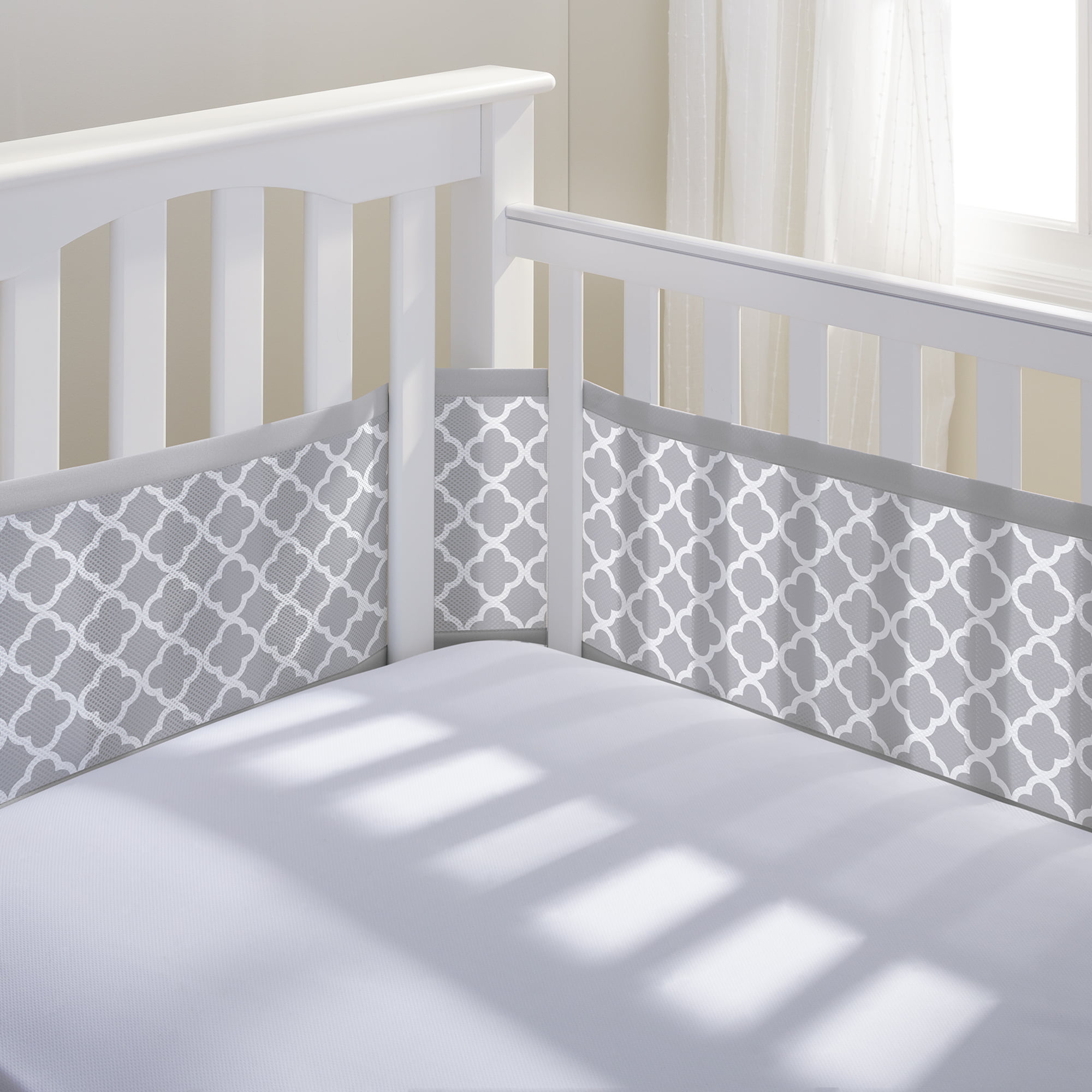Breathable Baby Deluxe Embossed Mesh Crib Liner Gray or White new in pkg 