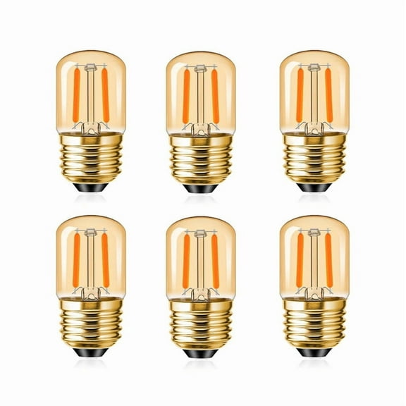 T28 LED Edison Bulbs 1W, E26 Base, Vintage Mini Night Light Bulbs, 2200K Warm Glow, 10W Equivalent, for Oven or Decor, 6-pack
