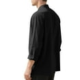 thumbnail image 7 of Chiccall Mens Button Down Shirts Solid 3/4 Sleeve Summer Casual Shirt Tops BlackL, 7 of 7