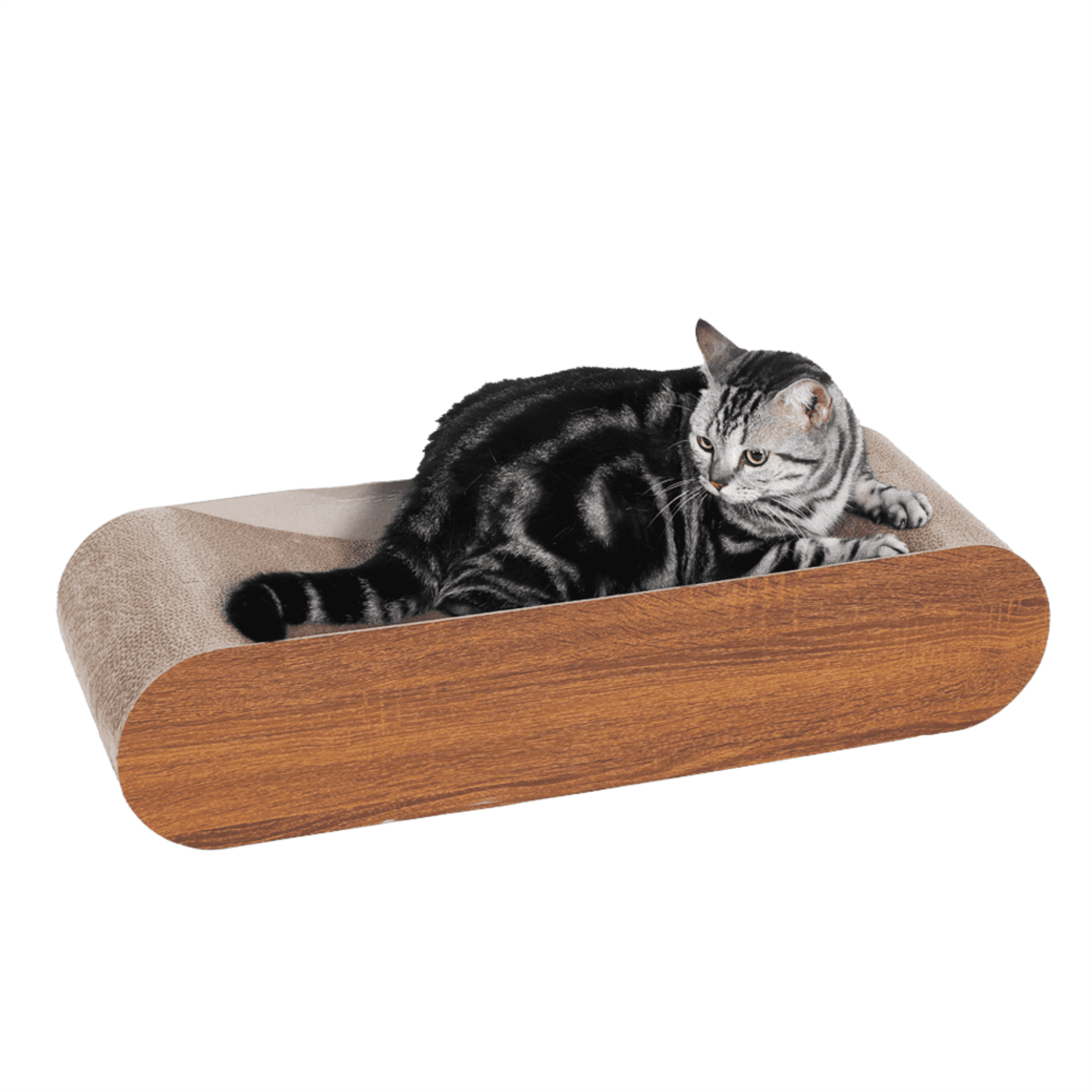 Pefilos 19" Removable Middle Part Cat Scratcher Board, Cardboard Scratching Pad Bed House, Recyclable Corrugated Scratch Toy, Brown