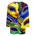 thumbnail image 4 of YUGYXL Deals Mardi Gras Carnival 3/4 Sleeve Tshirts for Women 2025 Fashion Party Printed Lightweight Clothes Summer Crew Neck Bling Glitter Comfy Shirts Ladies Tunic Tees Celebration Tops, 4 of 5