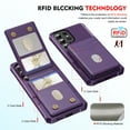 thumbnail image 5 of For Samsung Galaxy S24 Ultra Removable Card Holder Cover Compatible with Magsafe 2 in 1 Detachable Wallet Case Magnetic Luxury PU Leather RFID Blocking Back Flip Kickstand Shockproof Case,Purple, 5 of 8
