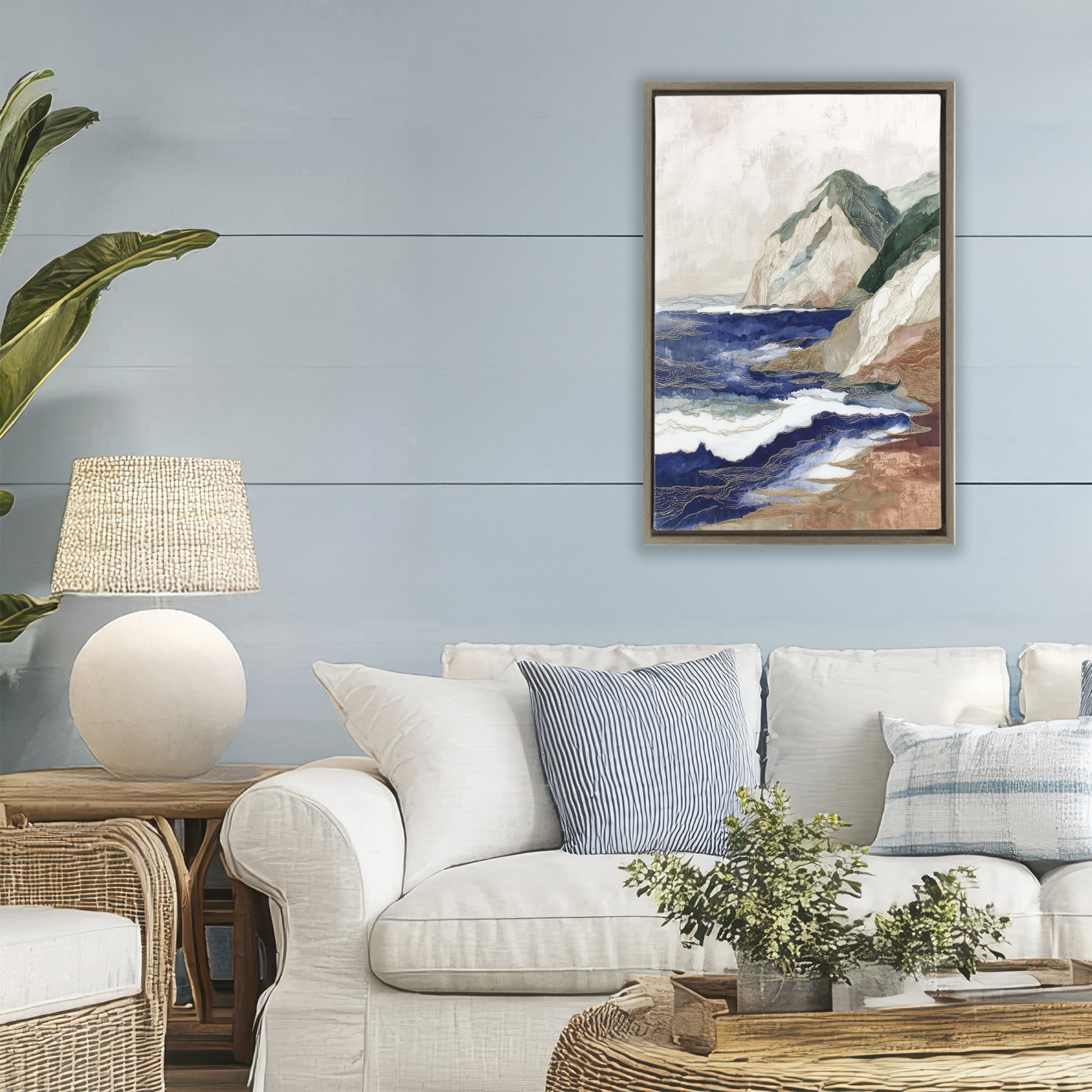 Stupell Industries Cliff Next To The Sea Brown Framed Floater Canvas Wall Art, design by Chromatic Storm Studio