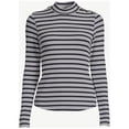 thumbnail image 5 of Free Assembly Women's Button Shoulder Mock Neck Ribbed Top with Long Sleeves, 5 of 6