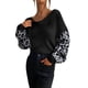 thumbnail image 1 of Gibobby Sueter para mujer invierno punto Suéter de punto casual de moda con estampado de leopardo y manga larga con cuello redondo para mujer(Negro,CH), 1 of 3