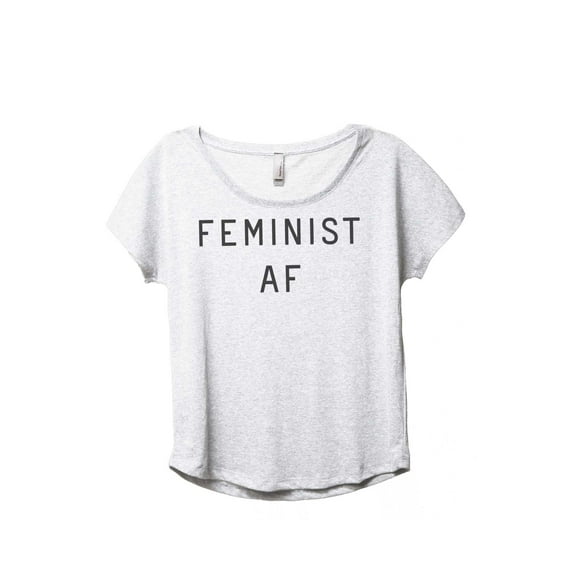 Thread Tank Feminist AF Women's Fashion Relaxed Slouchy Dolman T-Shirt Tee Heather White X-Large