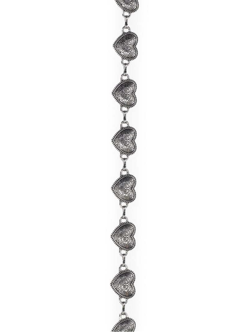 No Boundaries Women's Silvertone Heart Chain Belt - Walmart.com