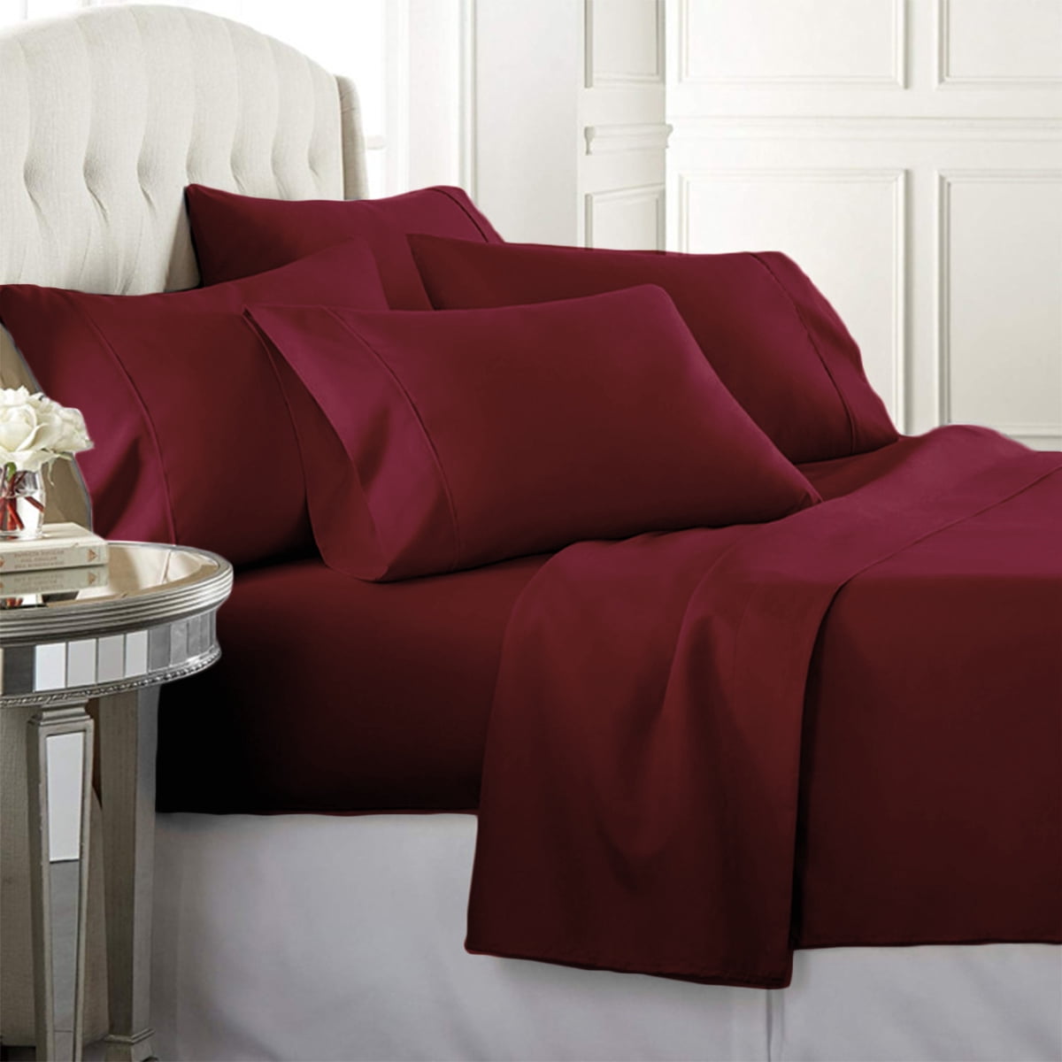 Luxury Home Super-Soft 1600 Series Double-Brushed 6 Pcs Bed Sheets Set (King, Lilac)