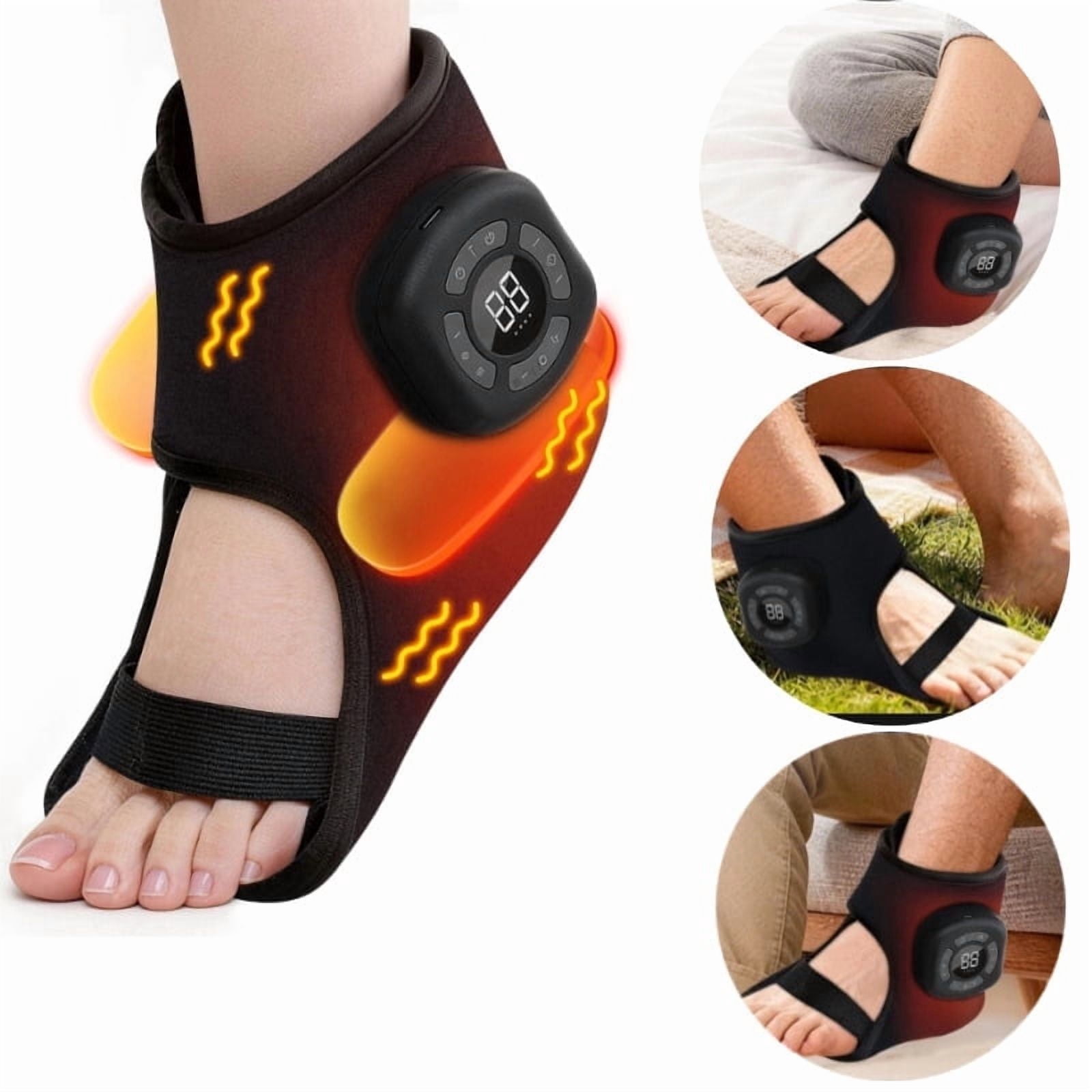 Cordless Air Compression Foot Massager with Heat and Vibration, Ankle Heating Pad with Massage, Ankle Wrap Warmer, 3 Vibration & 3 Heat Settings, Ankle Brace for Daily Relaxation