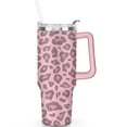 thumbnail image 2 of 40oz Fashion Leopard Pattern Stainless Steel Flip Straw Tumbler Spill Proof Travel Cup Double Wall Vacuum Insulated Coffee Mug with Top Handle, 2 of 6