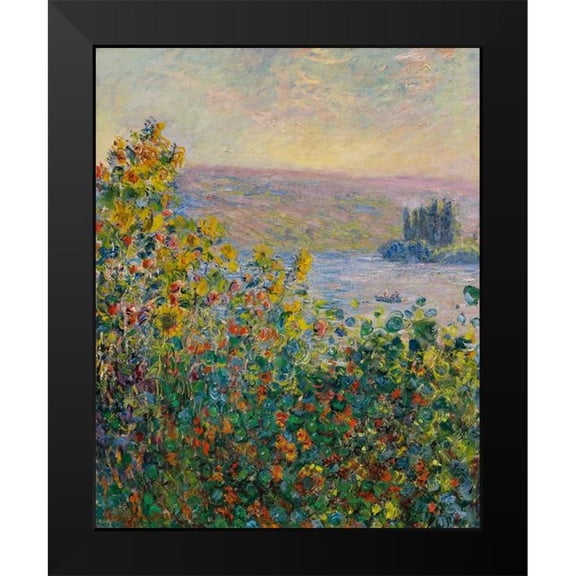 Monet, Claude 12x14 Black Modern Framed Museum Art Print Titled - Flower Beds at Vetheuil 1881